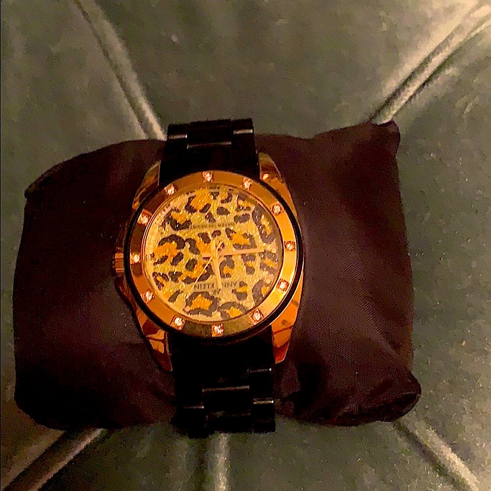 Anne Klein leopard print watch